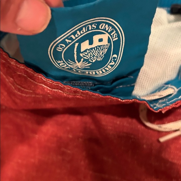 Caribbean Joe Red Swim Trunks w/ drawstring and pockets. - Picture 4 of 5